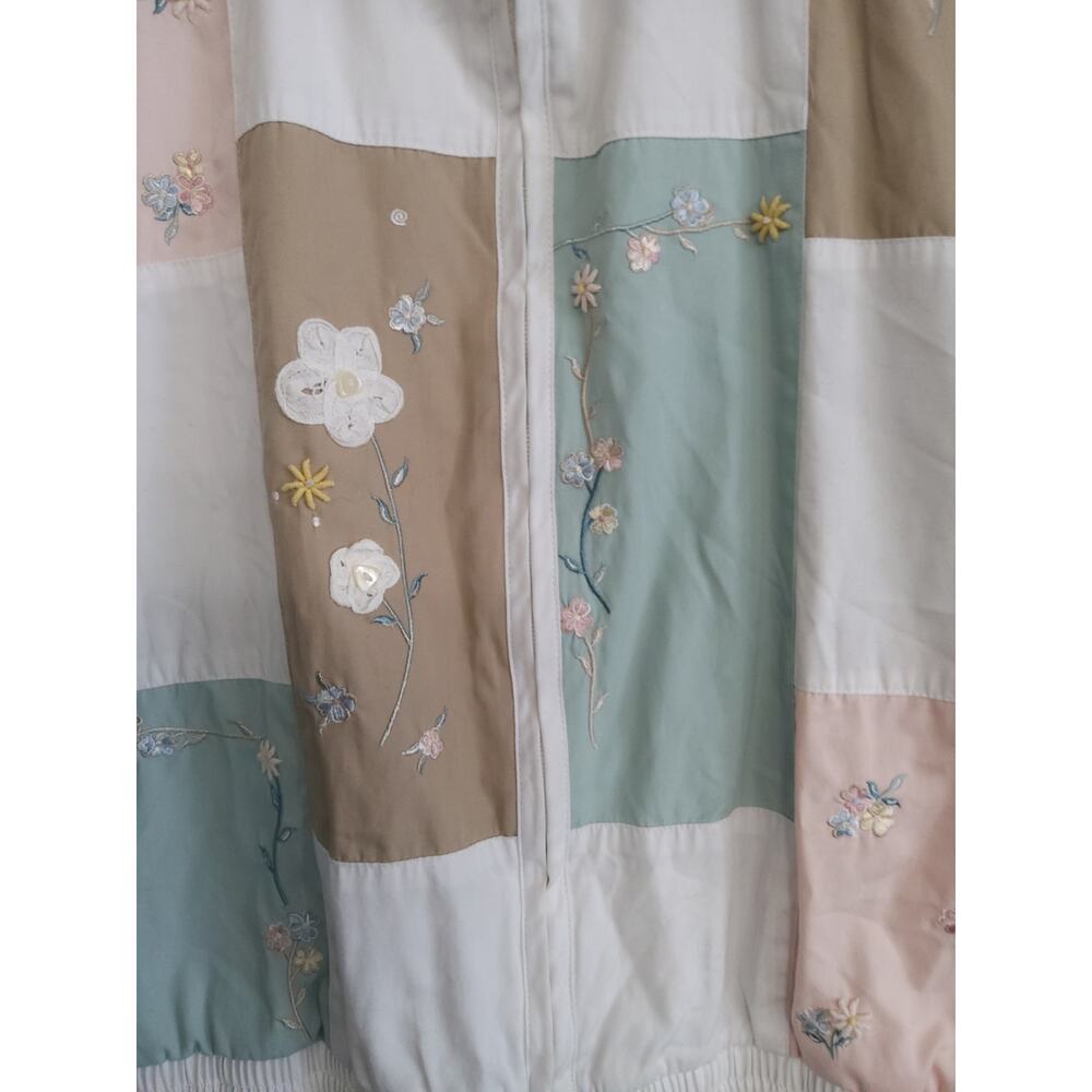 Vtg Y2K Cottagecore Patchwork Gmacore Jacket floral embroidery wht/pink Size  M - Picture 3 of 12